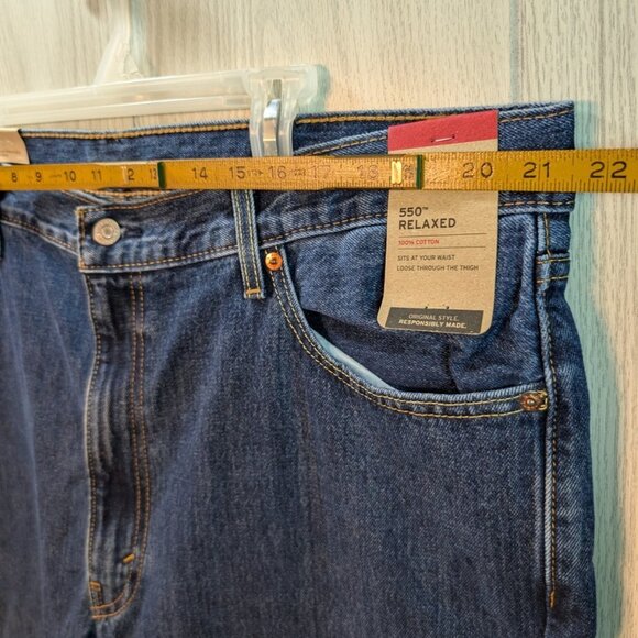 NEW LEVIS MENS 550 RELAXED Blue DENIM JEANS W42xL32 Dark Wash - Picture 10 of 11
